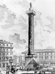 Vista da Coluna de Marco Aurélio na Piazza Colonna, da série "Vistas de Roma", c.1760